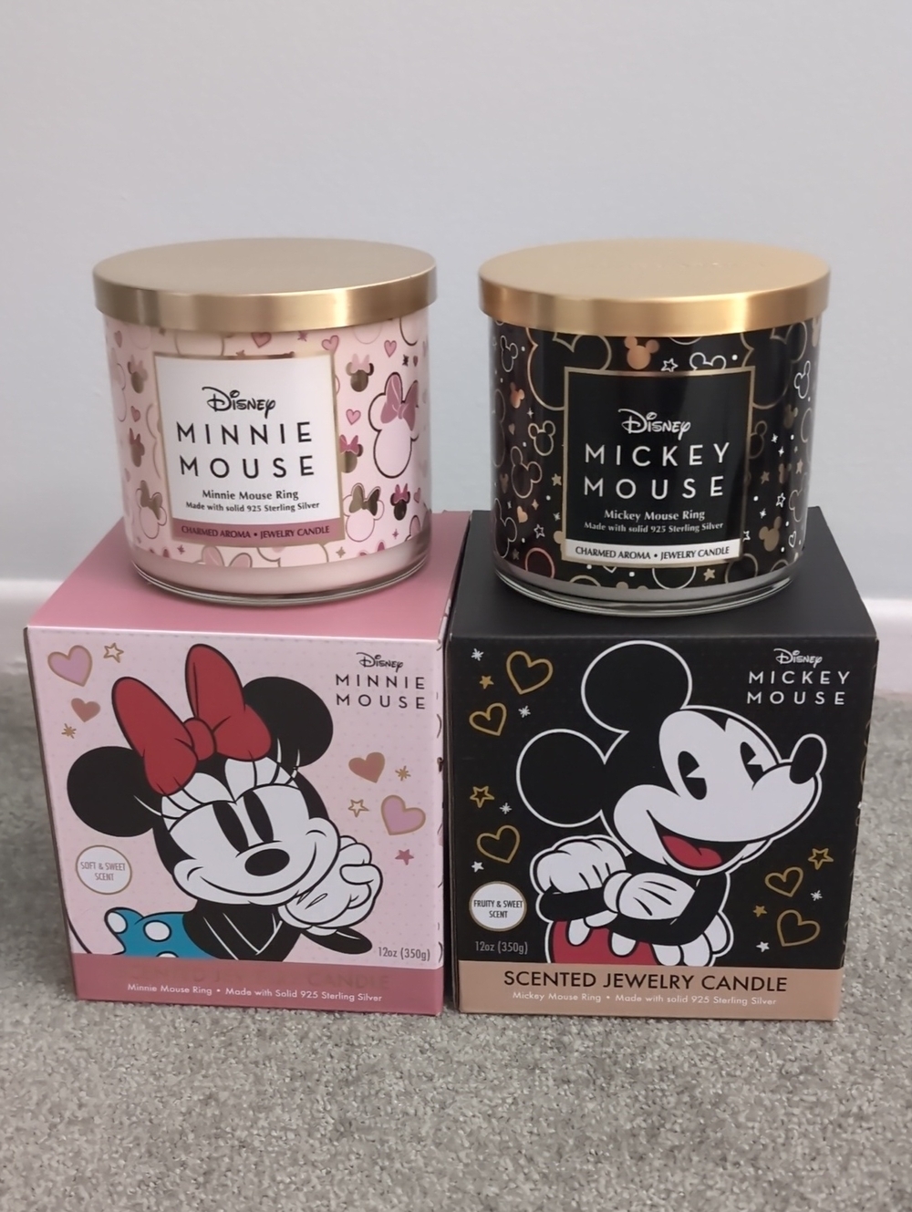 Charmed Aroma Disney Mickey And Minnie Mouse Candles and Jewelry/Rings